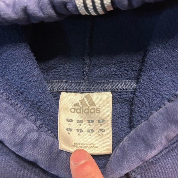 Vintage Y2K Adidas Blue Pullover Hoodie Boxy Skate Size Large Spellout - Picture 3 of 6